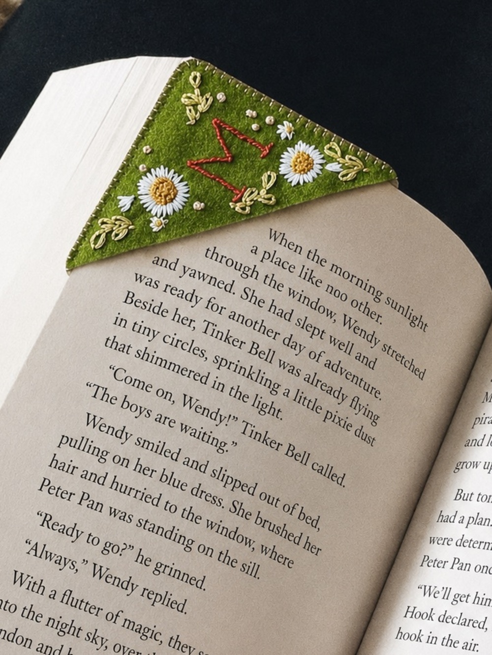 Handmade Upcycled Embroidered Floral Felt Corner Bookmark | Book Lover Gift